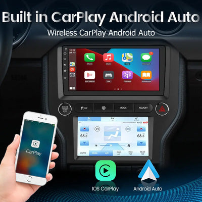 Andriod Car Radio Stereo for Ford Mustang 2014-2021 Built in Wireless Carplay Android Auto 2GB+64GB GPS Navigation & WiFi AWESAFE