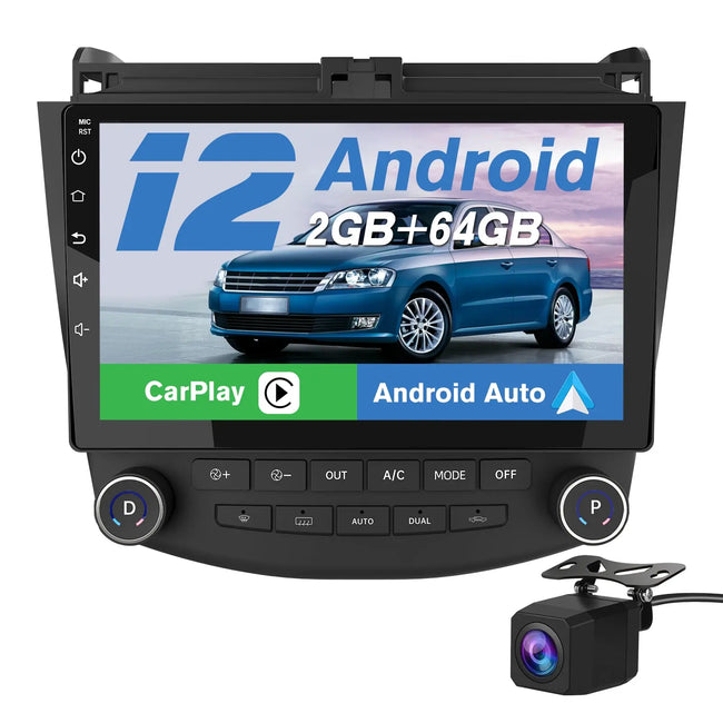 Andriod Car Radio Stereo for Honda Accord 2003-2007 Built in Wireless Carplay Android Auto GPS Navigation & WiFi DSP 2GB+64G Rear View AWESAFE