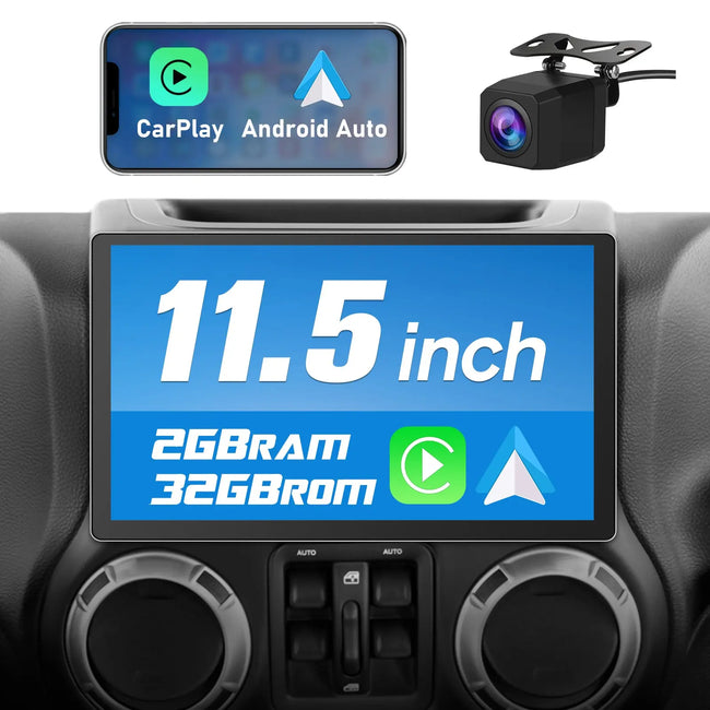 Andriod Car Radio Stereo for Jeep Dodge 2007-2018 Built in Wireless Carplay Android Auto 2GB+32GB GPS Navigation & WiFi 11.5 inch Rear View AWESAFE