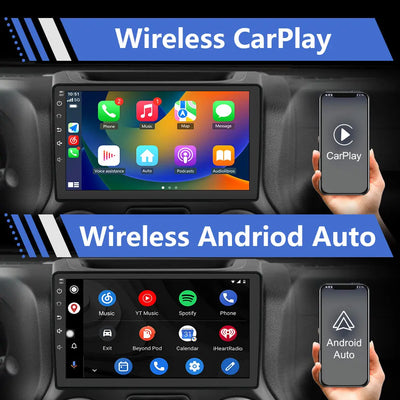 Andriod Car Radio Stereo for Jeep Dodge 2007-2018 Built in Wireless Carplay Android Auto 2GB+64GB GPS Navigation & WiFi AWESAFE