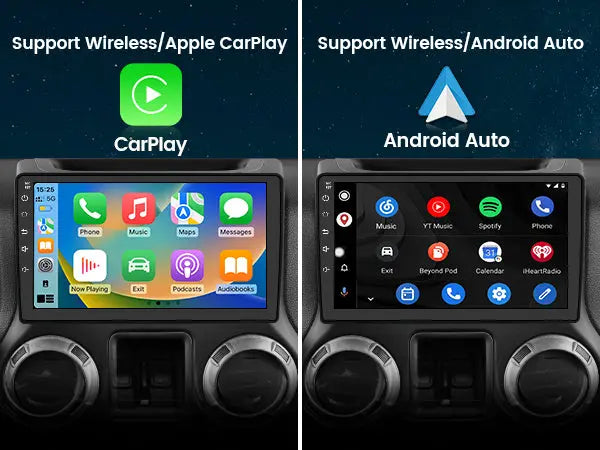 Andriod Car Radio Stereo for Jeep Dodge 2007-2018 Built in Wireless Carplay Android Auto 4GB+64GB GPS Navigation & WiFi AWESAFE