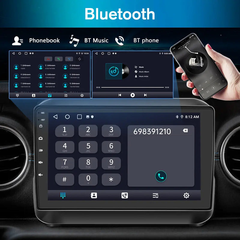 Andriod Car Radio Stereo for Jeep Wrangler 2018-2019 Built in Wireless Carplay Android Auto 2GB+64GB GPS Navigation & WiFi Rear View AWESAFE