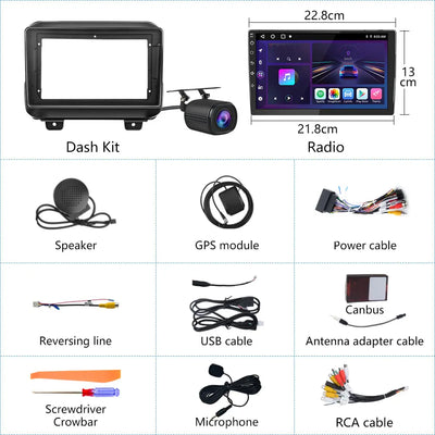 Andriod Car Radio Stereo for Jeep Wrangler 2018-2019 Built in Wireless Carplay Android Auto 2GB+64GB GPS Navigation & WiFi Rear View AWESAFE