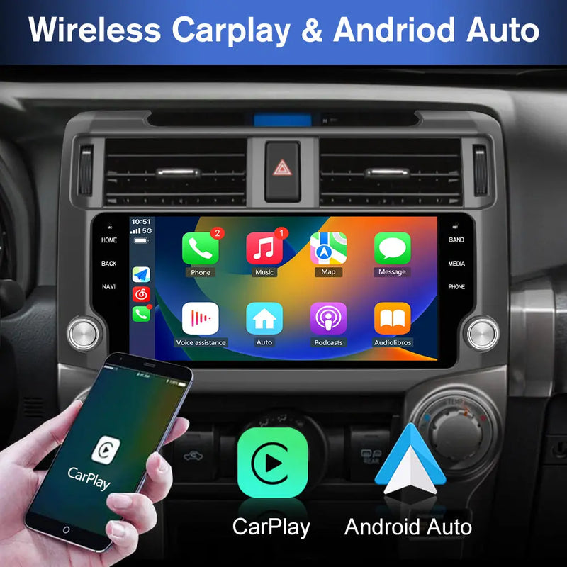 Andriod Car Radio Stereo for Toyota 4 Runner 2009-2021 Built in Wireless Carplay Android Auto 2GB+32GB GPS Navigation & WiFi AWESAFE
