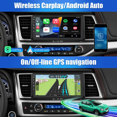 Andriod Car Radio Stereo for Toyota Highlander 2014-2019 Built in Wireless Carplay Android Auto 4GB+64GB GPS Navigation & WiFi 10 inch AWESAFE