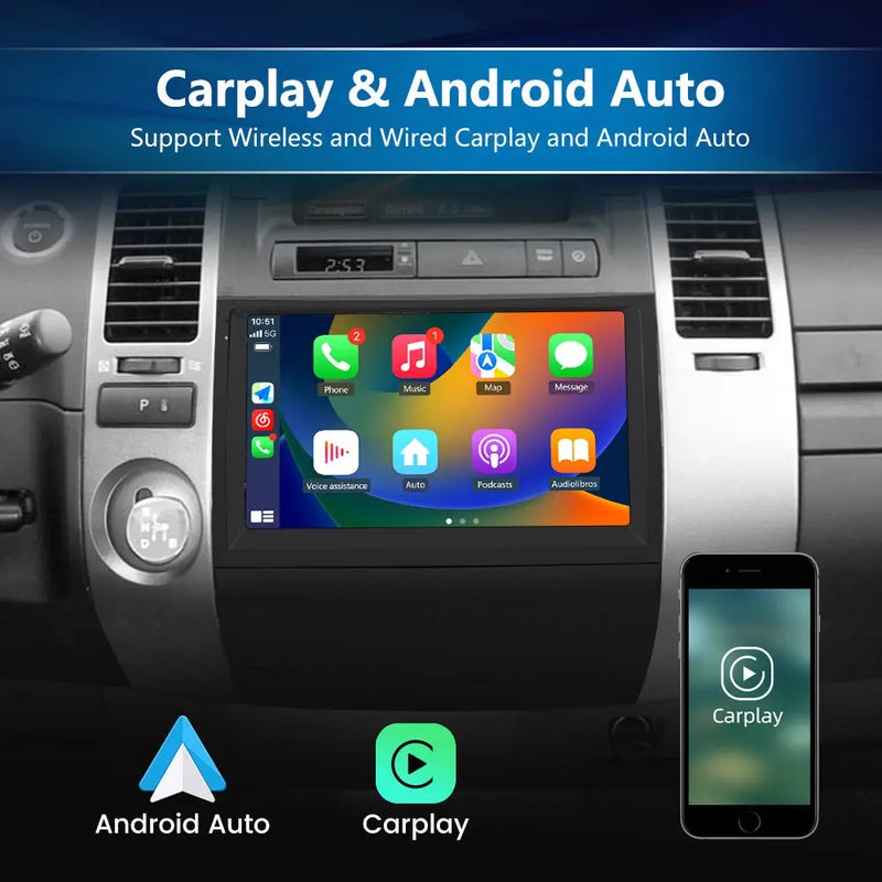 Andriod Car Radio Stereo for Toyota Prius 2003-2009 Built in Wireless Carplay Android Auto 2GB+32GB GPS Navigation & WiFi AWESAFE