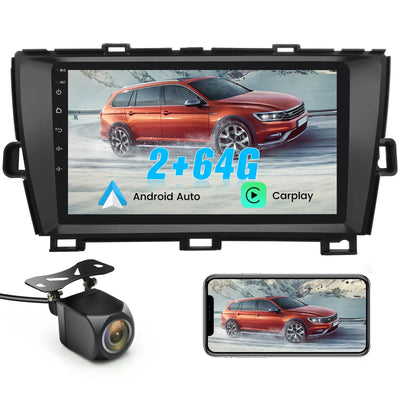 Andriod Car Radio Stereo for Toyota Prius 2009-2014 Built in Wireless Carplay Android Auto 2GB+64GB GPS Navigation & WiFi  Rear View AWESAFE
