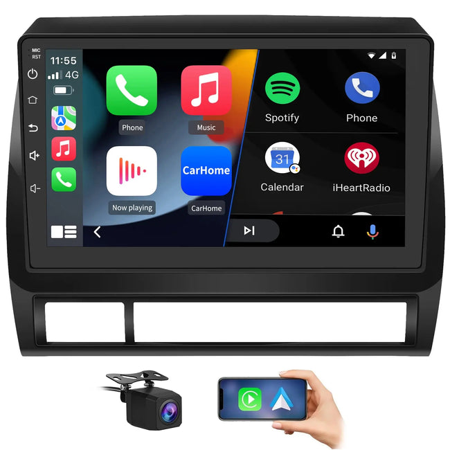 Andriod Car Radio Stereo for Toyota Tacoma 2005-2015 Built in Wireless Carplay Android Auto GPS Navigation & WiFi  Rear View AWESAFE