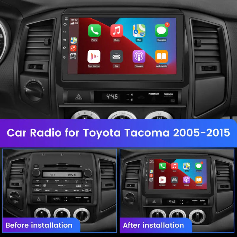 Andriod Car Radio Stereo for Toyota Tacoma 2005-2015 Built in Wireless Carplay Android Auto GPS Navigation & WiFi  Rear View AWESAFE