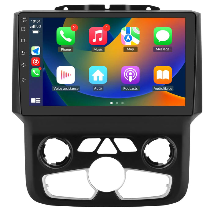 Car Radio Stereo for Dodge Ram 2013-2019 1500 2500 3500 Built in Carplay/Android Auto 9 inch Head Unit 2G RAM 32G ROM with DSP BT GPS FM WiFi Automatic AC AWESAFE