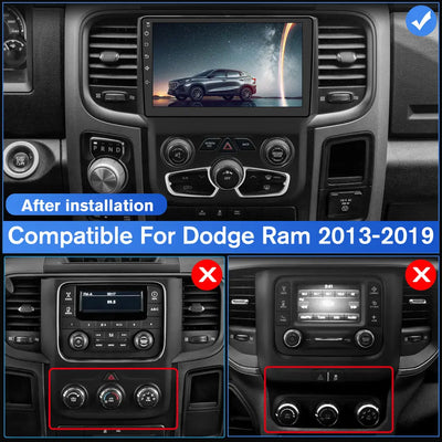 Car Radio Stereo for Dodge Ram 2013-2019 1500 2500 3500 Built in Carplay/Android Auto 9 inch Head Unit 2G RAM 32G ROM with DSP BT GPS FM WiFi Automatic AC AWESAFE