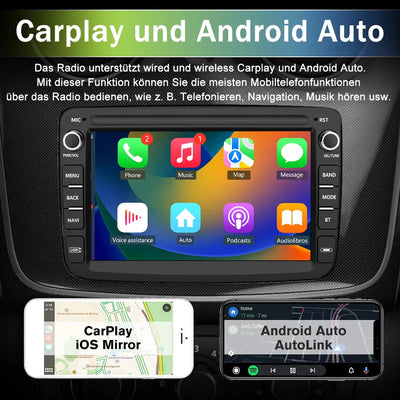 AWESAFE Android Autoradio für Renault Radio mit CarPlay/Android Auto GPS Navi Lenkradsteuerung DSP FM-Radio Bluetooth WiFi AWESAFE