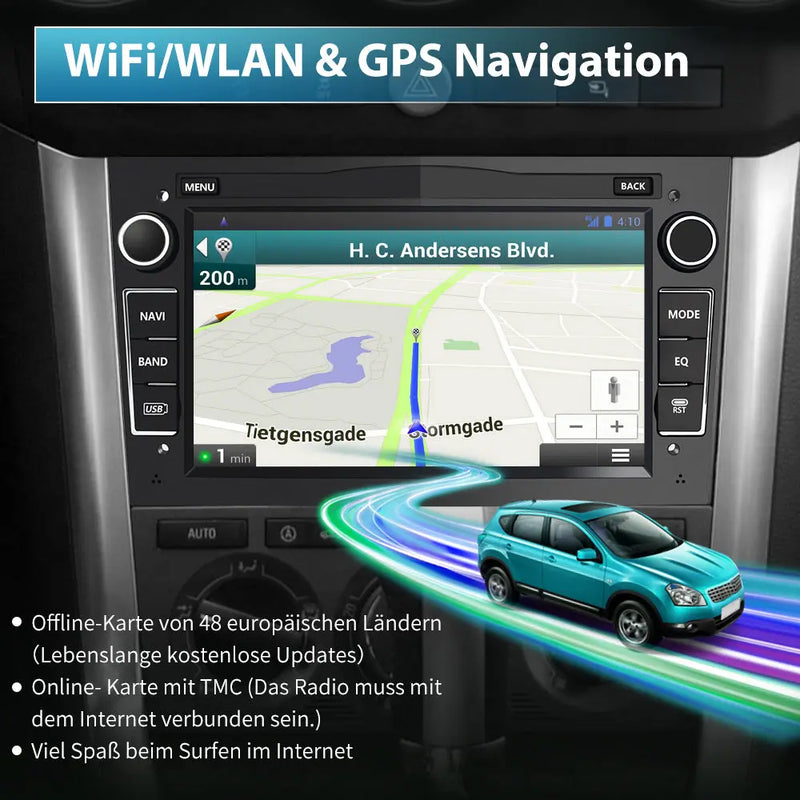 AWESAFE Android Autoradio für Opel Radio mit CarPlay/Android Auto GPS Navi Lenkradsteuerung DSP FM-Radio Bluetooth WiFi AWESAFE