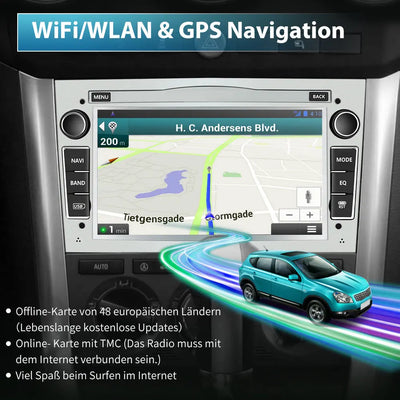 AWESAFE Android Autoradio für Opel Radio mit CarPlay/Android Auto GPS Navi Lenkradsteuerung DSP FM-Radio Bluetooth WiFi AWESAFE