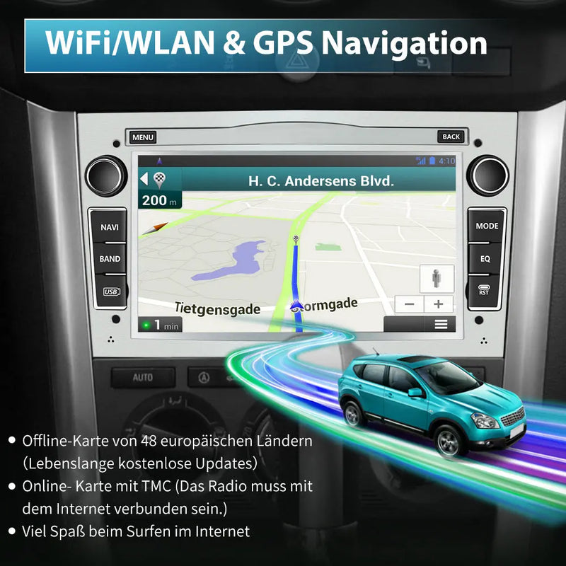 AWESAFE Android Autoradio für Opel Radio mit CarPlay/Android Auto GPS Navi Lenkradsteuerung DSP FM-Radio Bluetooth WiFi AWESAFE