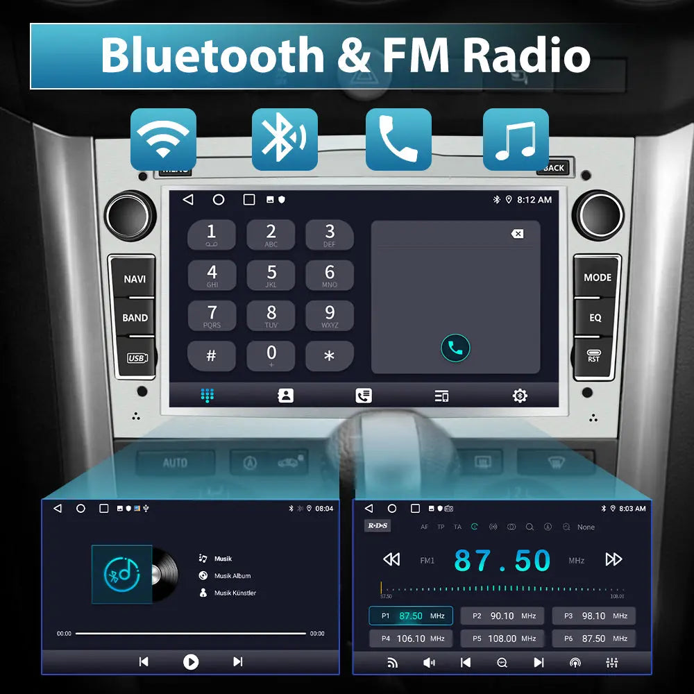 AWESAFE Android Autoradio für Opel Radio mit CarPlay/Android Auto GPS Navi Lenkradsteuerung DSP FM-Radio Bluetooth WiFi AWESAFE