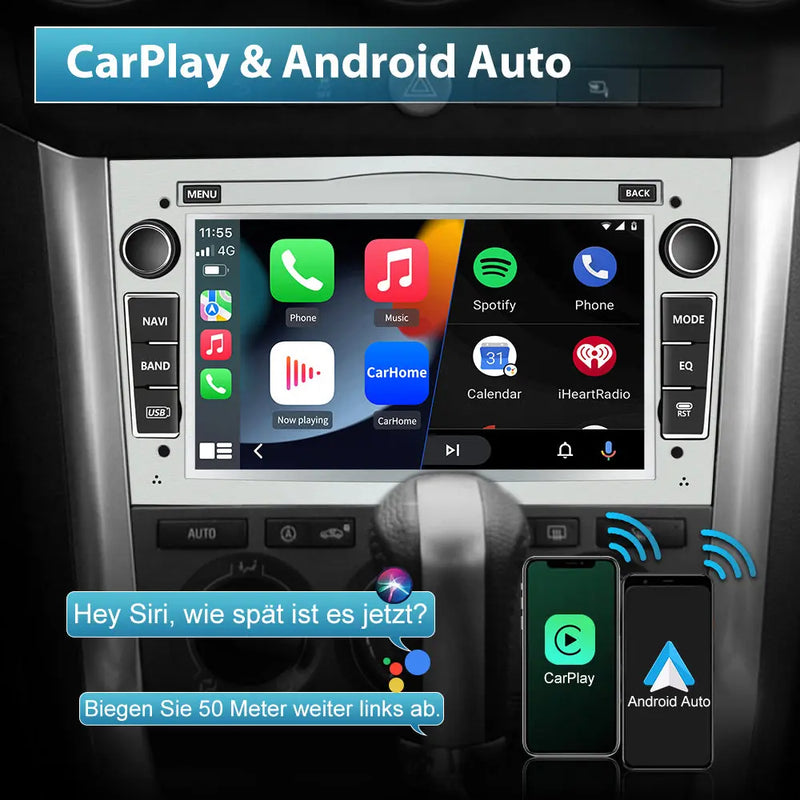 AWESAFE Android Autoradio für Opel Radio mit CarPlay/Android Auto GPS Navi Lenkradsteuerung DSP FM-Radio Bluetooth WiFi AWESAFE