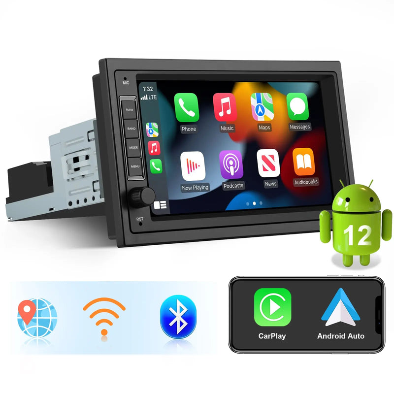 AWESAFE Android Autoradio Radio mit CarPlay/Android Auto GPS Navi Lenkradsteuerung DSP FM-Radio Bluetooth WiFi AWESAFE