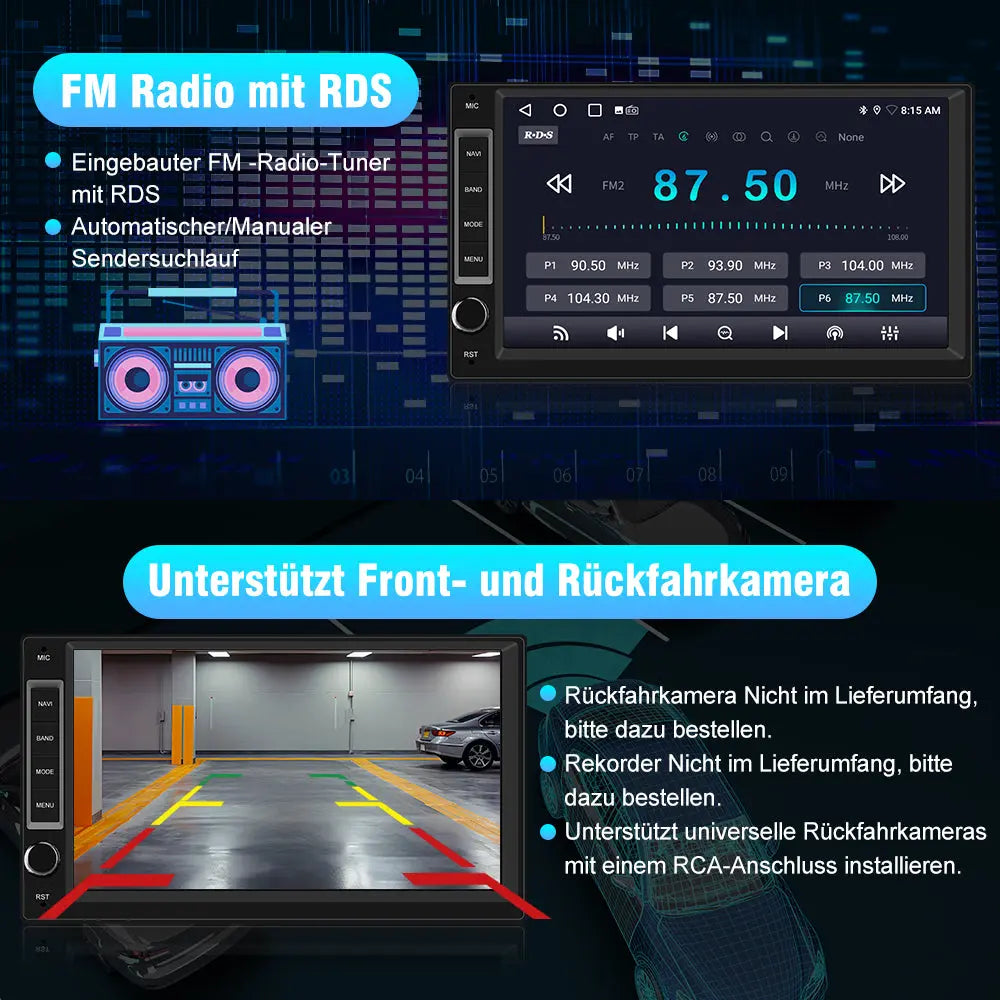 AWESAFE Android Autoradio Radio mit CarPlay/Android Auto GPS Navi Lenkradsteuerung DSP FM-Radio Bluetooth WiFi AWESAFE