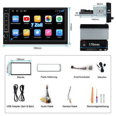 AWESAFE Android Autoradio Radio mit CarPlay/Android Auto GPS Navi Lenkradsteuerung DSP FM-Radio Bluetooth WiFi AWESAFE