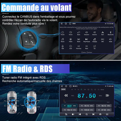 AWESAFE Radio Android 12 pour Peuyeot 206 2001-2016 Construit en Carplay intégré/Android Auto SWC GPS Bluetooth WiFi RDS FM Radio AWESAFE