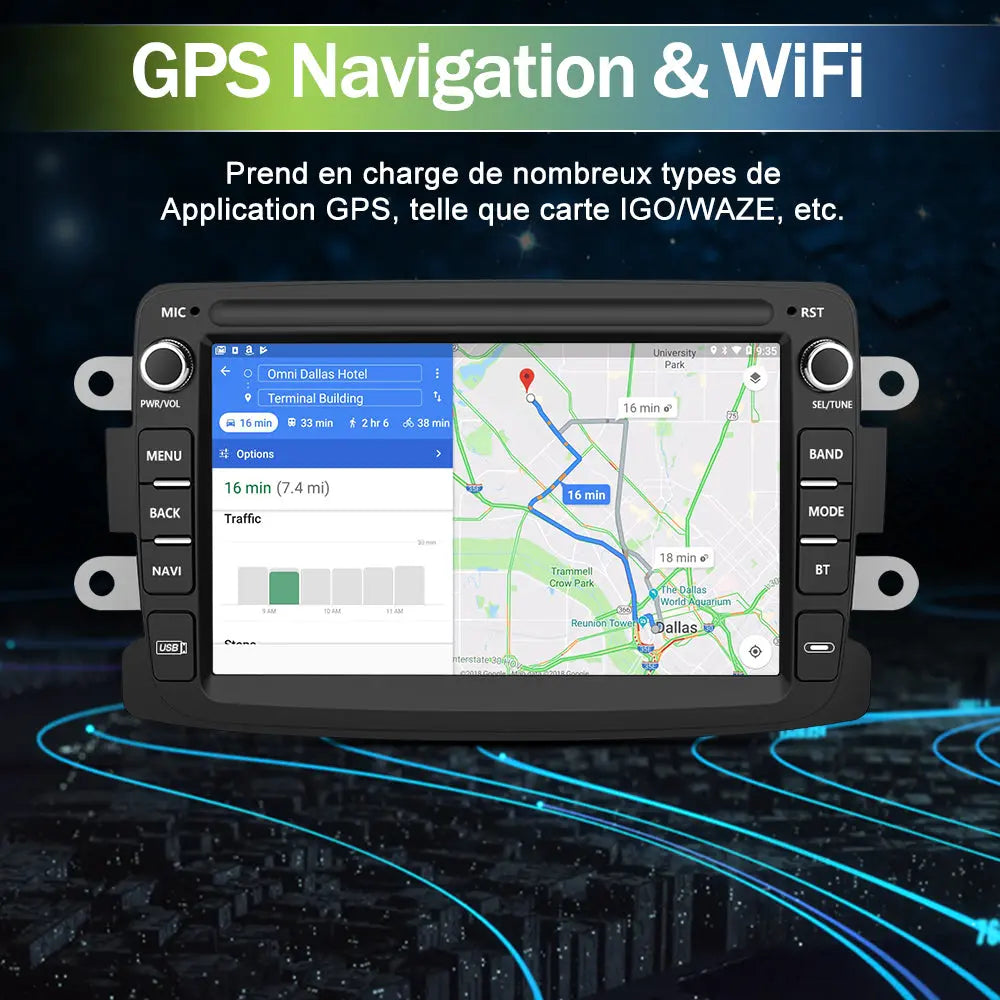 AWESAFE Radio Android Pour Peugeot 307 SW Cc 2002-2013 Construit en Carplay intégré/Android Auto SWC GPS Bluetooth WiFi RDS FM Radio AWESAFE