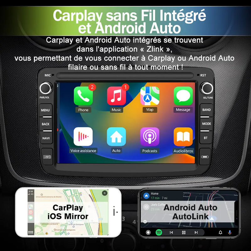 AWESAFE Radio Android Pour Peugeot 307 SW Cc 2002-2013 Construit en Carplay intégré/Android Auto SWC GPS Bluetooth WiFi RDS FM Radio AWESAFE