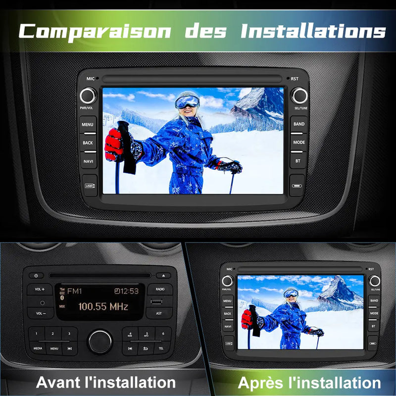 AWESAFE Radio Android Pour Peugeot 307 SW Cc 2002-2013 Construit en Carplay intégré/Android Auto SWC GPS Bluetooth WiFi RDS FM Radio AWESAFE