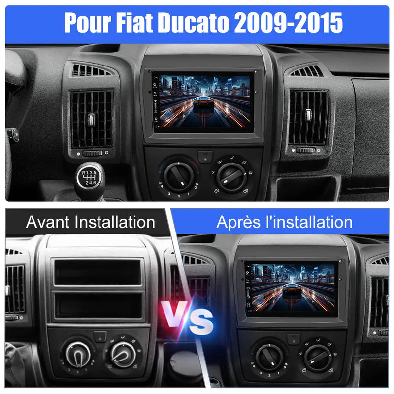 AWESAFE Radio Android Pour Fiat Ducato2009-2015 Construit en Carplay intégré/Android Auto SWC GPS Bluetooth WiFi RDS FM Radio AWESAFE