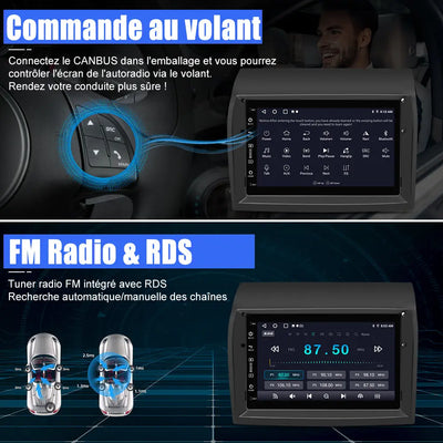 AWESAFE Radio Android Pour Fiat Ducato2009-2015 Construit en Carplay intégré/Android Auto SWC GPS Bluetooth WiFi RDS FM Radio AWESAFE