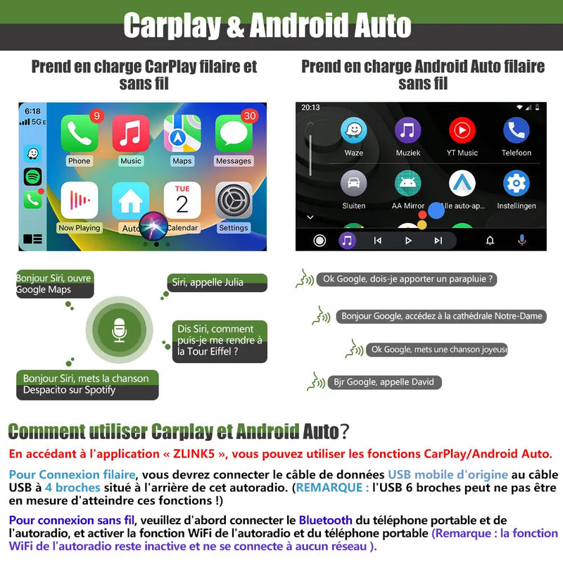 AWESAFE Radio Android Pour Fiat Ducato 2009-2015 Construit en Carplay intégré/Android Auto SWC GPS Bluetooth WiFi RDS FM Radio AWESAFE