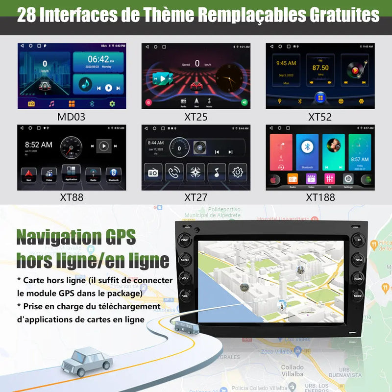 AWESAFE Radio Android Pour Fiat Ducato 2009-2015 Construit en Carplay intégré/Android Auto SWC GPS Bluetooth WiFi RDS FM Radio AWESAFE