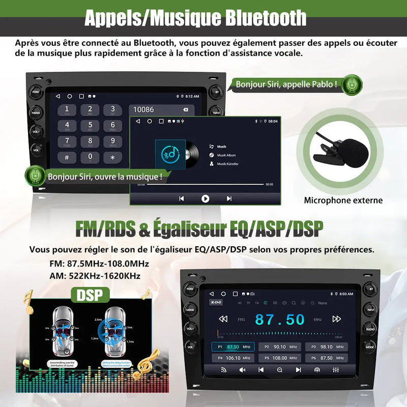 AWESAFE Radio Android Pour Fiat Ducato 2009-2015 Construit en Carplay intégré/Android Auto SWC GPS Bluetooth WiFi RDS FM Radio AWESAFE