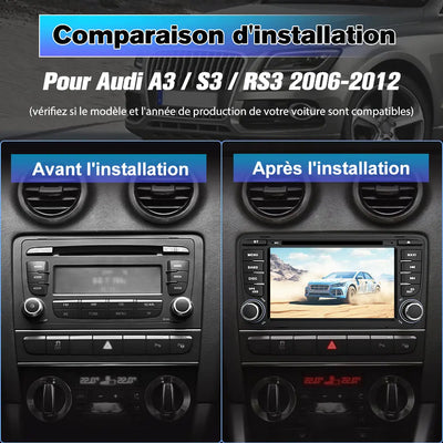 AWESAFE Radio Android Pour Audi A3/S3/RS3 2006-2012 Construit en Carplay intégré/Android Auto SWC GPS Bluetooth WiFi RDS FM Radio AWESAFE