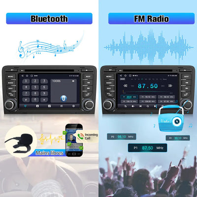 AWESAFE Radio Android Pour Audi A3/S3/RS3 2006-2012 Construit en Carplay intégré/Android Auto SWC GPS Bluetooth WiFi RDS FM Radio AWESAFE
