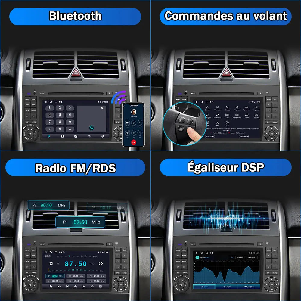 AWESAFE Radio Android 13 pour Mercedes Benz avec CD/DVD intégré Carplay intégré/Android Auto SWC GPS Bluetooth WiFi RDS FM Radio AWESAFE