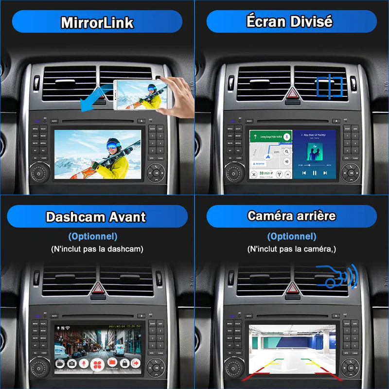 AWESAFE Radio Android 13 pour Mercedes Benz avec CD/DVD intégré Carplay intégré/Android Auto SWC GPS Bluetooth WiFi RDS FM Radio AWESAFE