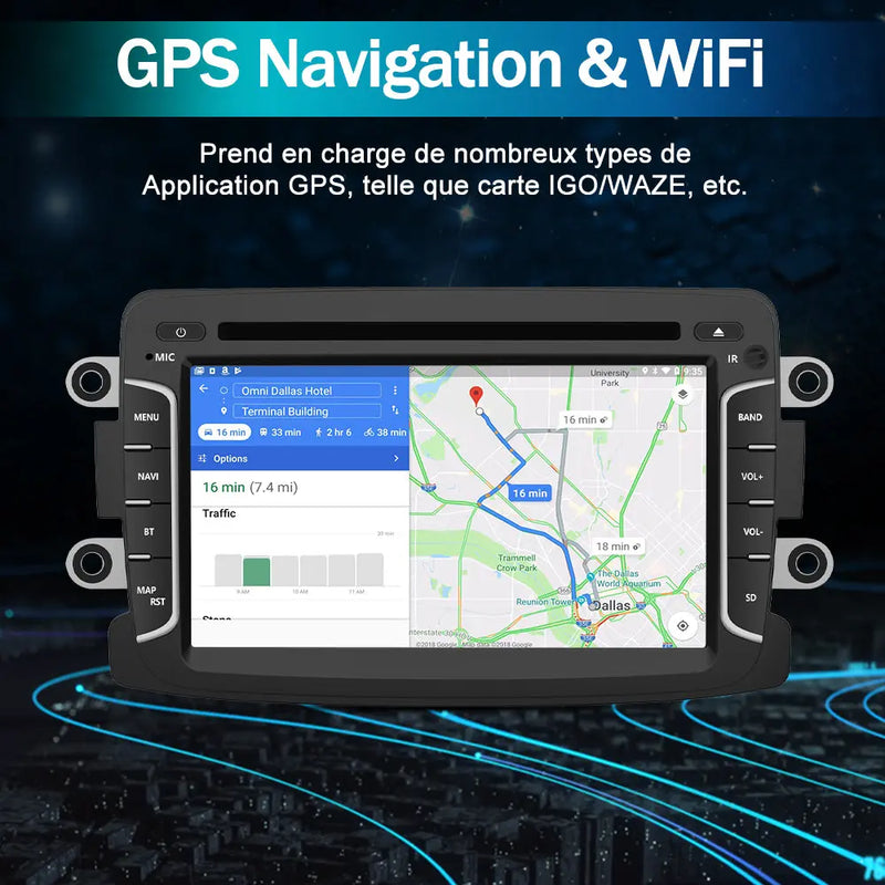 AWESAFE Radio Android pour Renault Dacia intégré Carplay intégré/Android Auto SWC GPS Bluetooth WiFi RDS FM Radio AWESAFE