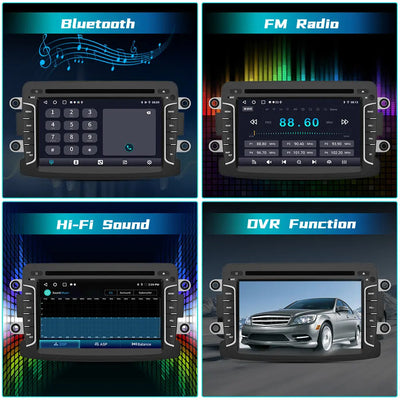 AWESAFE Radio Android pour Renault Dacia intégré Carplay intégré/Android Auto SWC GPS Bluetooth WiFi RDS FM Radio AWESAFE