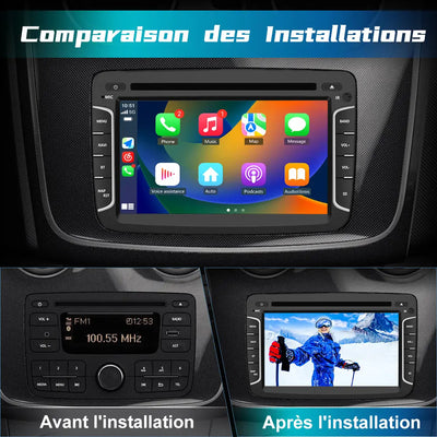 AWESAFE Radio Android pour Renault Dacia intégré Carplay intégré/Android Auto SWC GPS Bluetooth WiFi RDS FM Radio AWESAFE