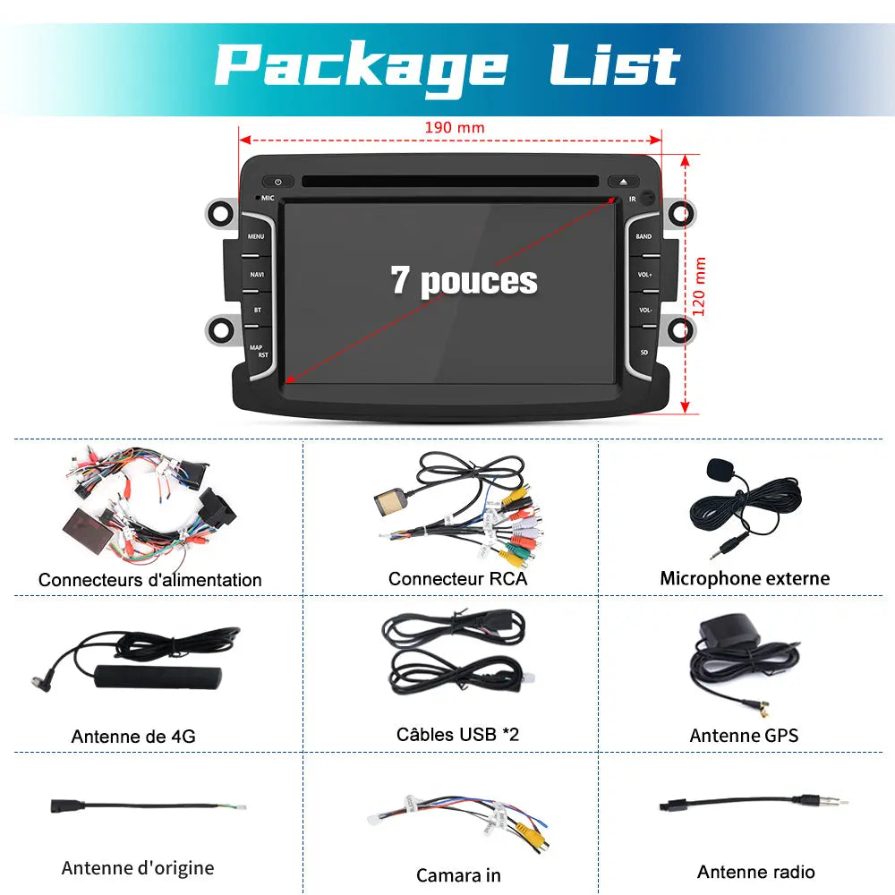 AWESAFE Radio Android pour Renault Dacia intégré Carplay intégré/Android Auto SWC GPS Bluetooth WiFi RDS FM Radio AWESAFE