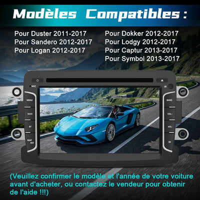 AWESAFE Radio Android pour Renault Dacia intégré Carplay intégré/Android Auto SWC GPS Bluetooth WiFi RDS FM Radio AWESAFE