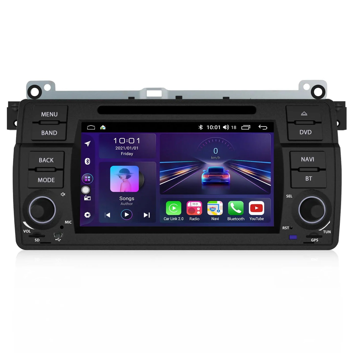 AWESAFE Radio Android pour BMW E46 1999-2004 intégré Carplay intégré/Android Auto SWC GPS Bluetooth WiFi RDS FM Radio AWESAFE