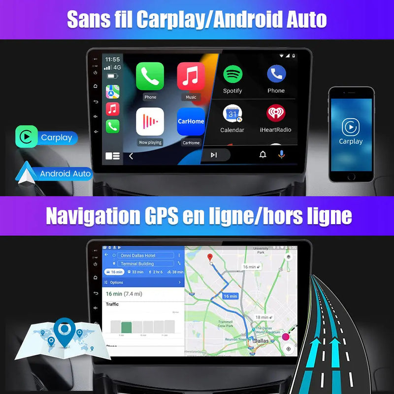 AWESAFE Radio Android pour Renault Trafic 2014-2021 Construit en Carplay intégré/Android Auto SWC GPS Bluetooth WiFi RDS FM Radio AWESAFE