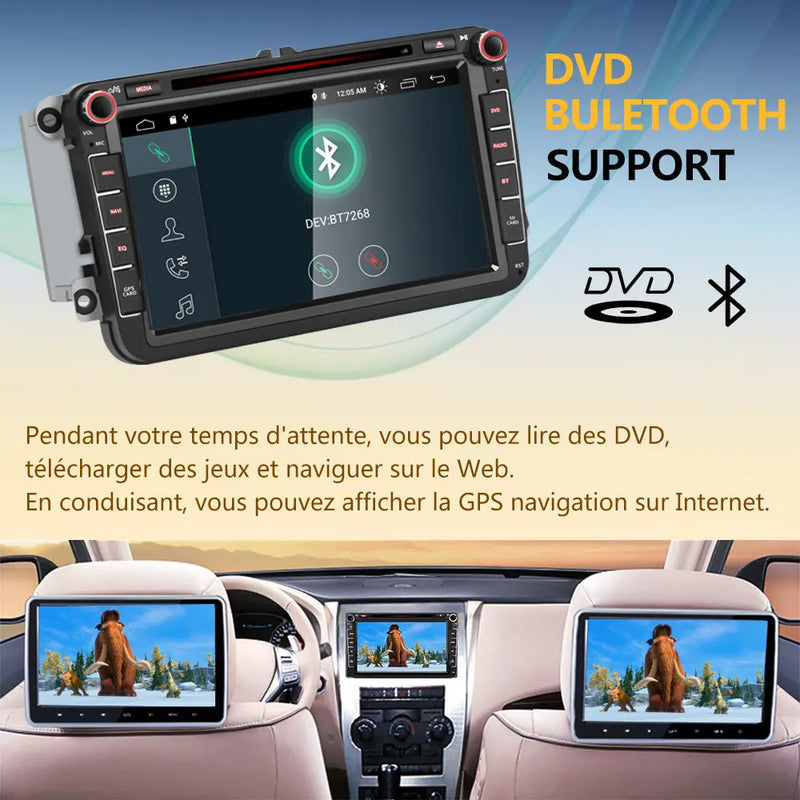 AWESAFE Radio Android Autoradio Pour Volkswagen/Skoda/Seat Construit en Carplay intégré/Android Auto SWC GPS Bluetooth WiFi RDS FM Radio AWESAFE