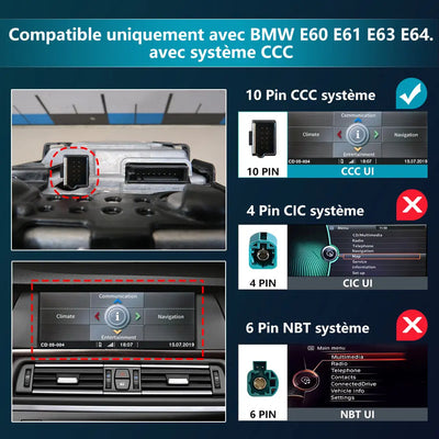 AWESAFE Radio Android pour BMW E60 E61 E63 E64 avec système CCC Built in Carplay intégré/Android Auto SWC GPS Bluetooth WiFi RDS FM Radio AWESAFE