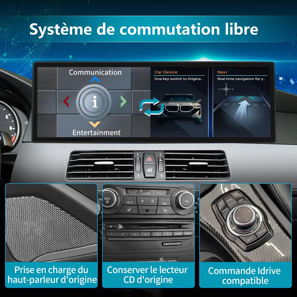 AWESAFE Radio Android pour BMW E60 E61 E63 E64 avec système CCC Built in Carplay intégré/Android Auto SWC GPS Bluetooth WiFi RDS FM Radio AWESAFE