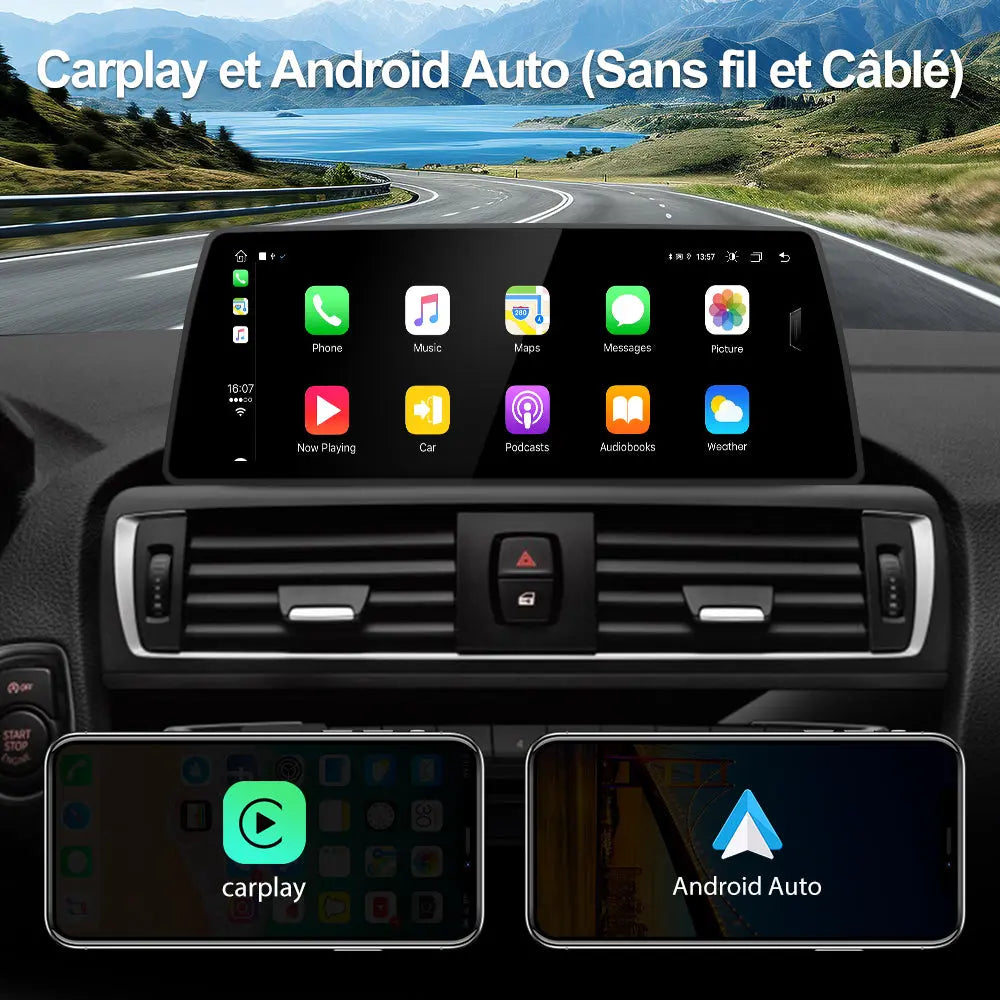 AWESAFE Radio Android pour BMW F20 EVO (2017-2019) Construit en Carplay intégré/Android Auto SWC GPS Bluetooth WiFi RDS FM Radio AWESAFE