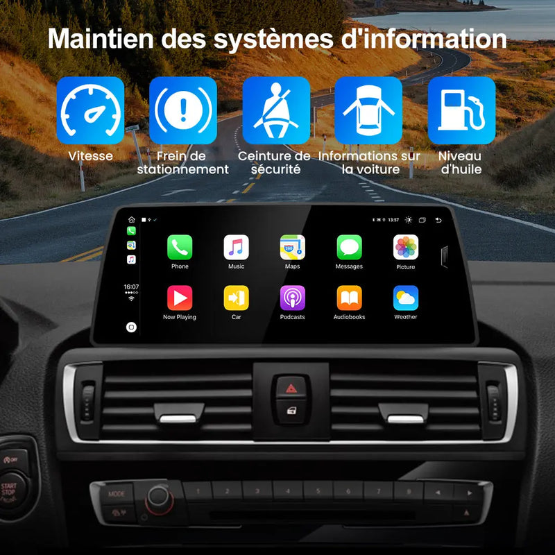 AWESAFE Radio Android pour BMW F20 EVO (2017-2019) Construit en Carplay intégré/Android Auto SWC GPS Bluetooth WiFi RDS FM Radio AWESAFE