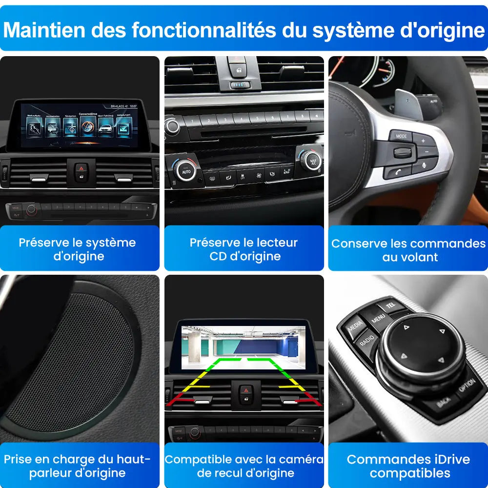 AWESAFE Radio Android pour BMW F20 EVO (2017-2019) Construit en Carplay intégré/Android Auto SWC GPS Bluetooth WiFi RDS FM Radio AWESAFE